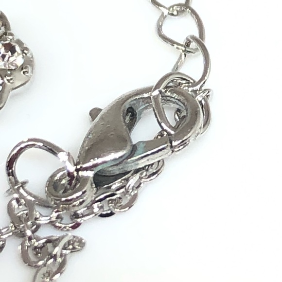 Silver Flower Earrings/Necklace CZ Set - Picture 5 of 11